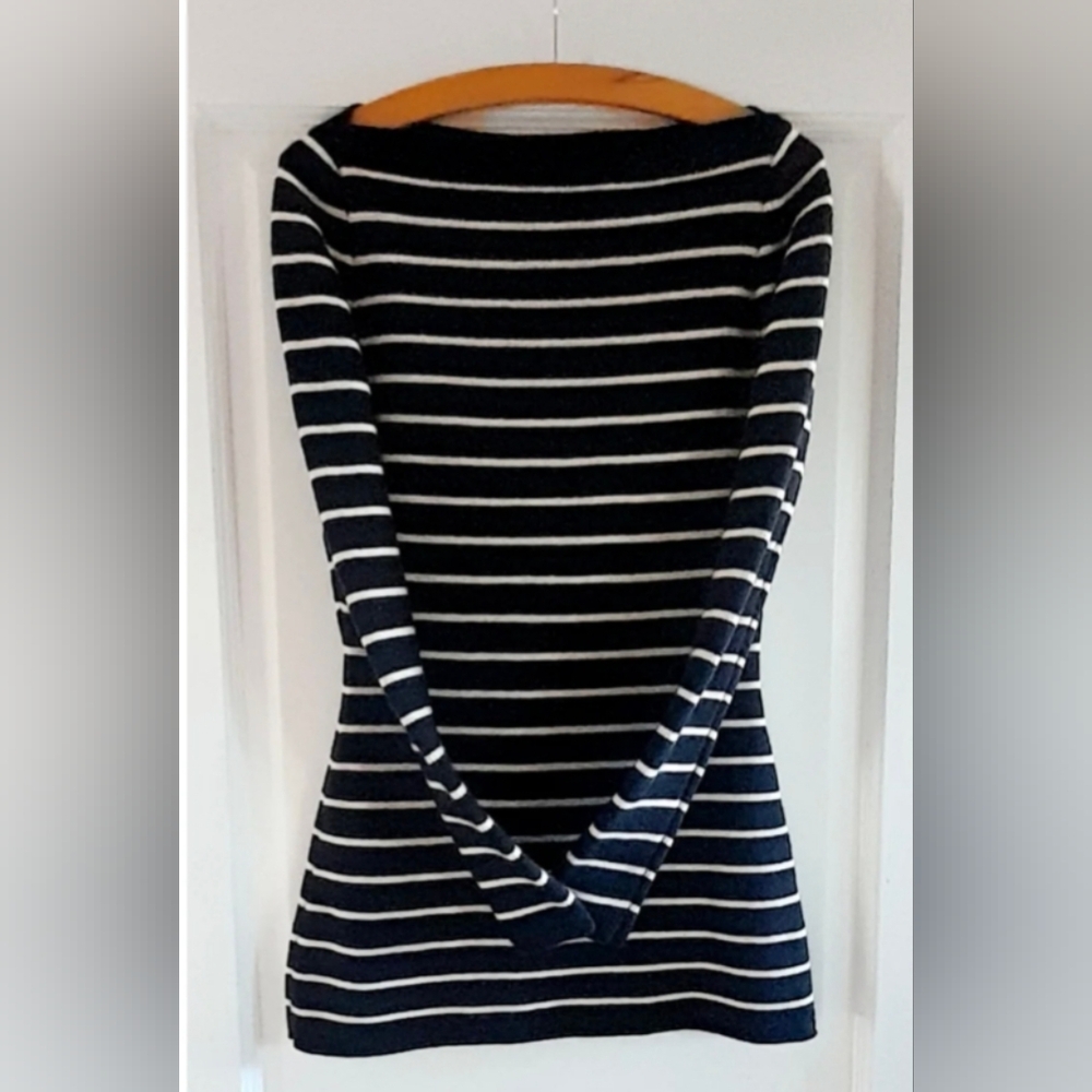 Vintage Celine Paris Navy and White Knitwear Sweater Dress